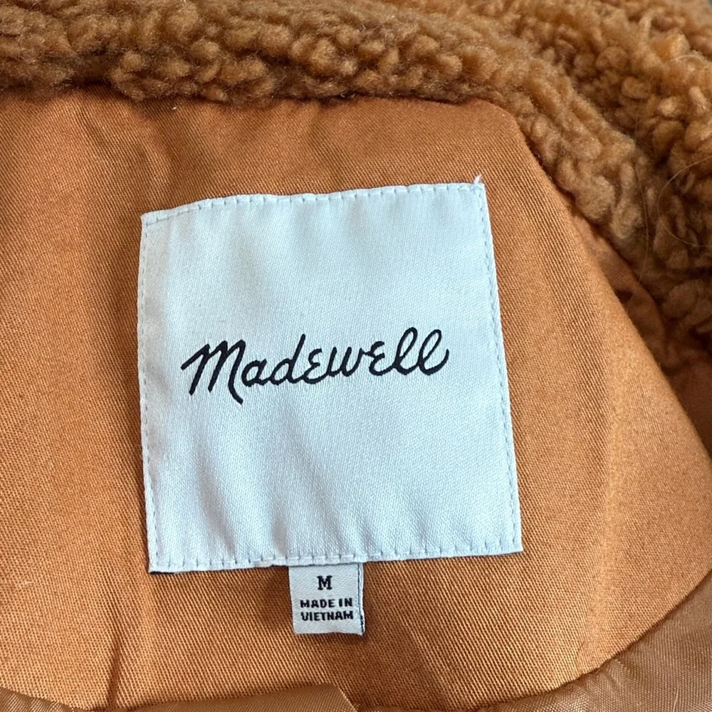 Madewell size M brown faux fur bomber jacket - Picture 9 of 10